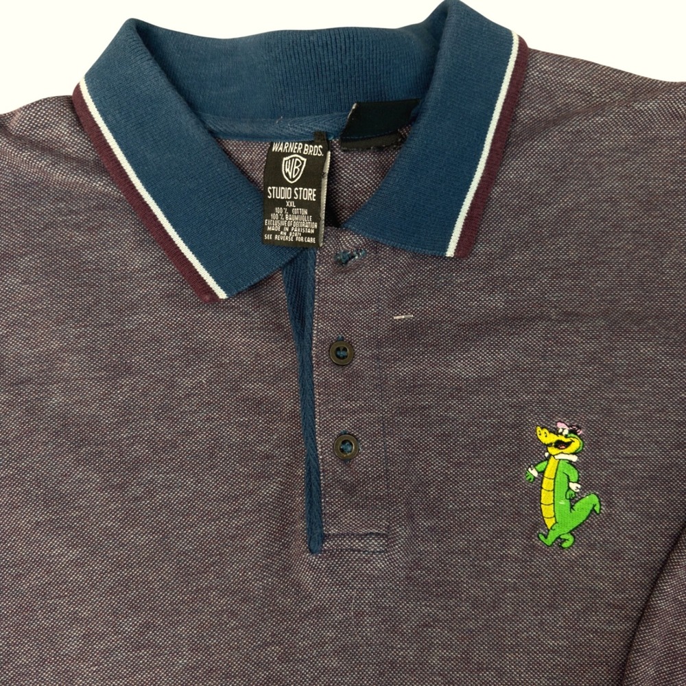Vintage 1997 Warner Bros Studio Store Wally Gator Polo Shirt Mens XXL Burgundy - Picture 4 of 11